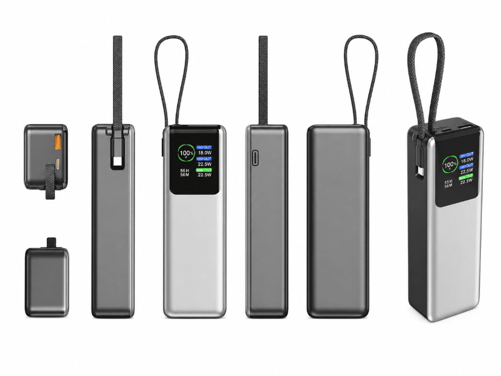 Multi-Connector Portable Power Bank with Lanyard