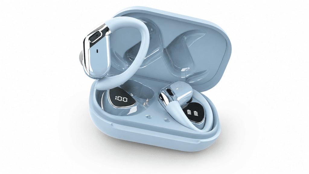 Light Blue Compact Wireless Earbuds